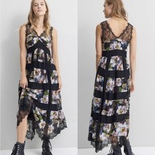 Anthropologie Kasondra Bias Cut Floral Lace Tiered Maxi Dress Size 2 