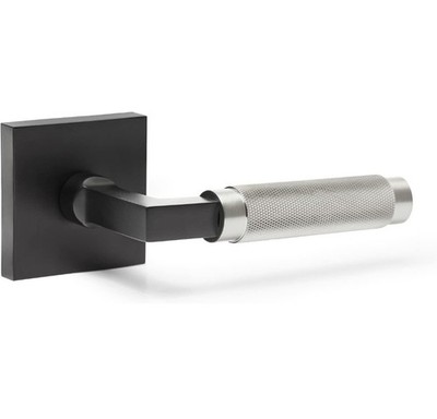 EH Matte Black & Satin Silver Lever Hallway & Closet Door Handle New York Model