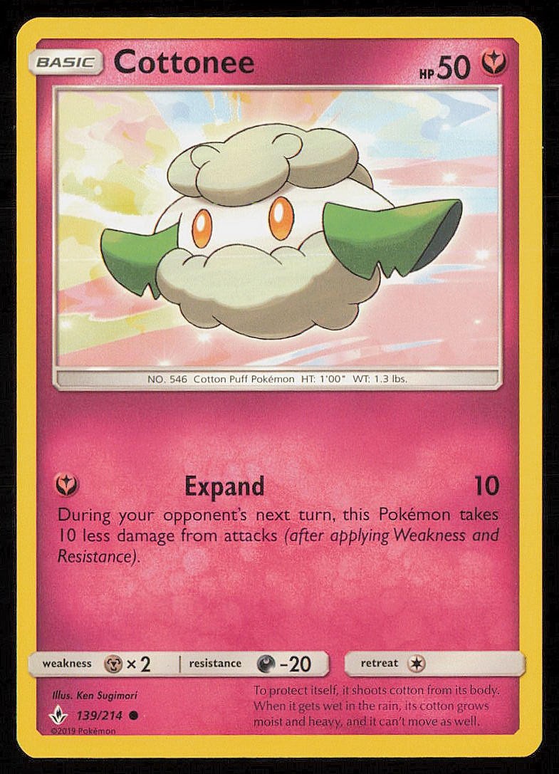 COTTONEE 139/214 UNBROKEN BONDS POKEMON CARD NEAR MINT