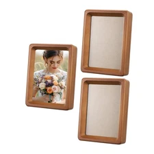 3pcs 4 x 5" Wood Mini Photo Frames Wooden Finish Picture Frame, Teak Color