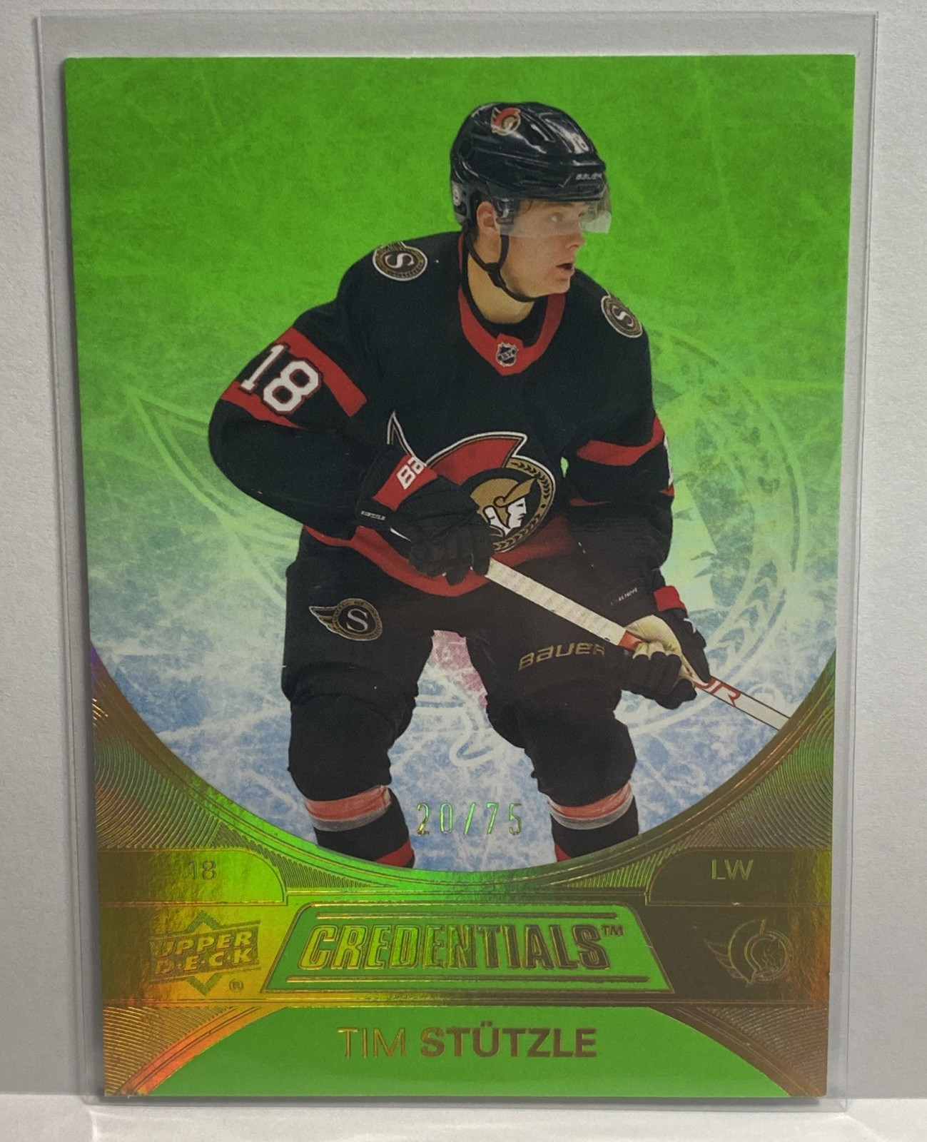2021-22 Upper Deck Credentials - Tim Stutzle 20/75 Neon Green 
