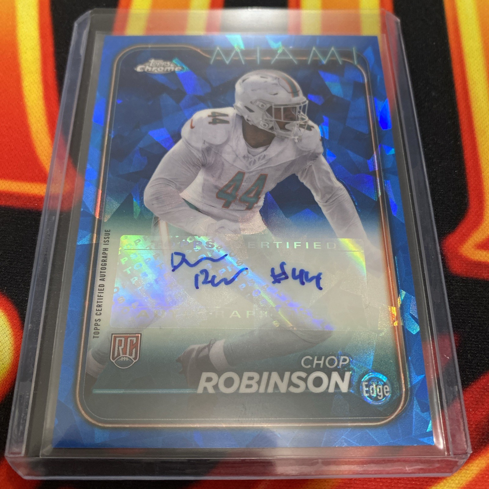 2024 Topps Chrome Sapphire Football Chop Robinson RC #225 Auto Inscription #44