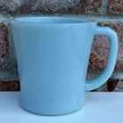 Vintage Fire King Delphite Blue Glass D Handle Coffee Mug Tea Cup