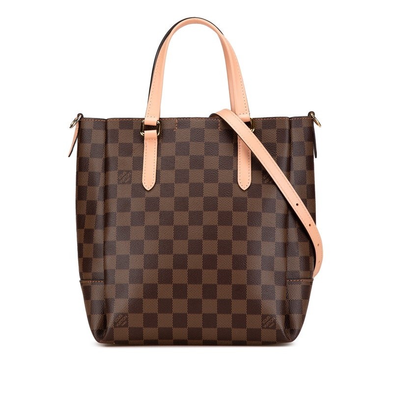 Louis Vuitton Damier Ebene Belmont BB 2-Way Tote N60297 Black Brown
