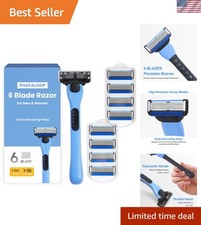 Ergonomic 6-Blade Men's Shaving Kit - Smooth Shaves with 9 Refills Included