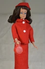 Vintage Barbie Red Felt Suit With Hat Outfit, 60s