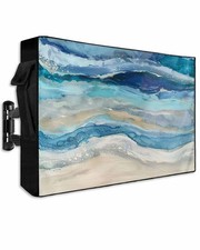 Outdoor TV Cover 70-75 Inch Weatherproof, Blue Coastal Outdoor TV Enclosure w...