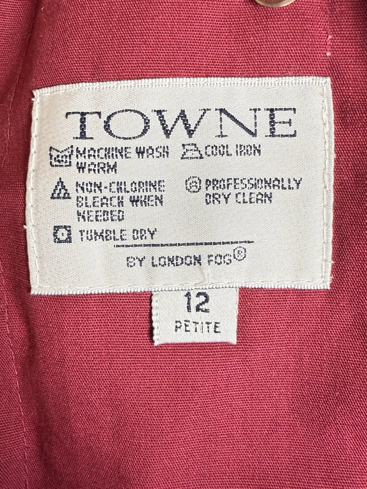 London Fog Towne Pink Red Utility Trench Coat Plaid Flannel Zip Lining 12 P LG