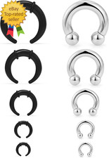 14G-4G Septum Stretching Kit Surgical Steel Acrylic Pincher Tapers C Shape Buffa