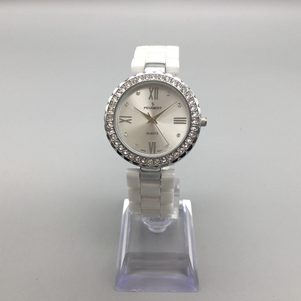 Reloj Peugeot Mujer 35mm Cerámica Acero Inoxidable Bisel Cristal Batería Nueva 7" Foto 2 de 4