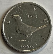 Croatia 1 Kuna 1999 - Nightingale Bird - 5 years of Kuna currency anniversary