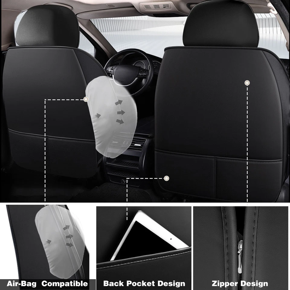 For Hyundai Accent Elantra Genesis Seat Covers 5-Seat Front Rear Luxury leather Foto 4 de 4