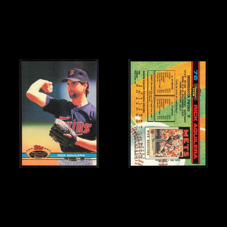 Rick Aguilera #76 1991 Topps Stadium Club Minnesota Twins Baseball Card MLB NM - Image 3 of 3