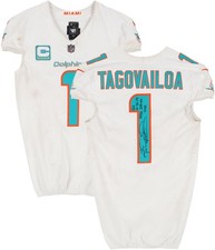 Tua Tagovailoa Dolphins Signed GU #1 White Jersey vs Falcons on 10/26/25 w/Inscs