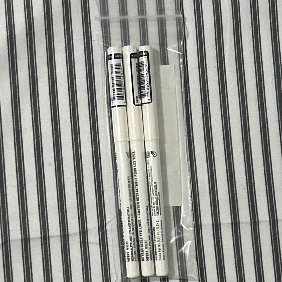 Lot of 3 NYX Retractable Eyeliner Pencils White Full Size Eye Makeup - Image 2 of 4