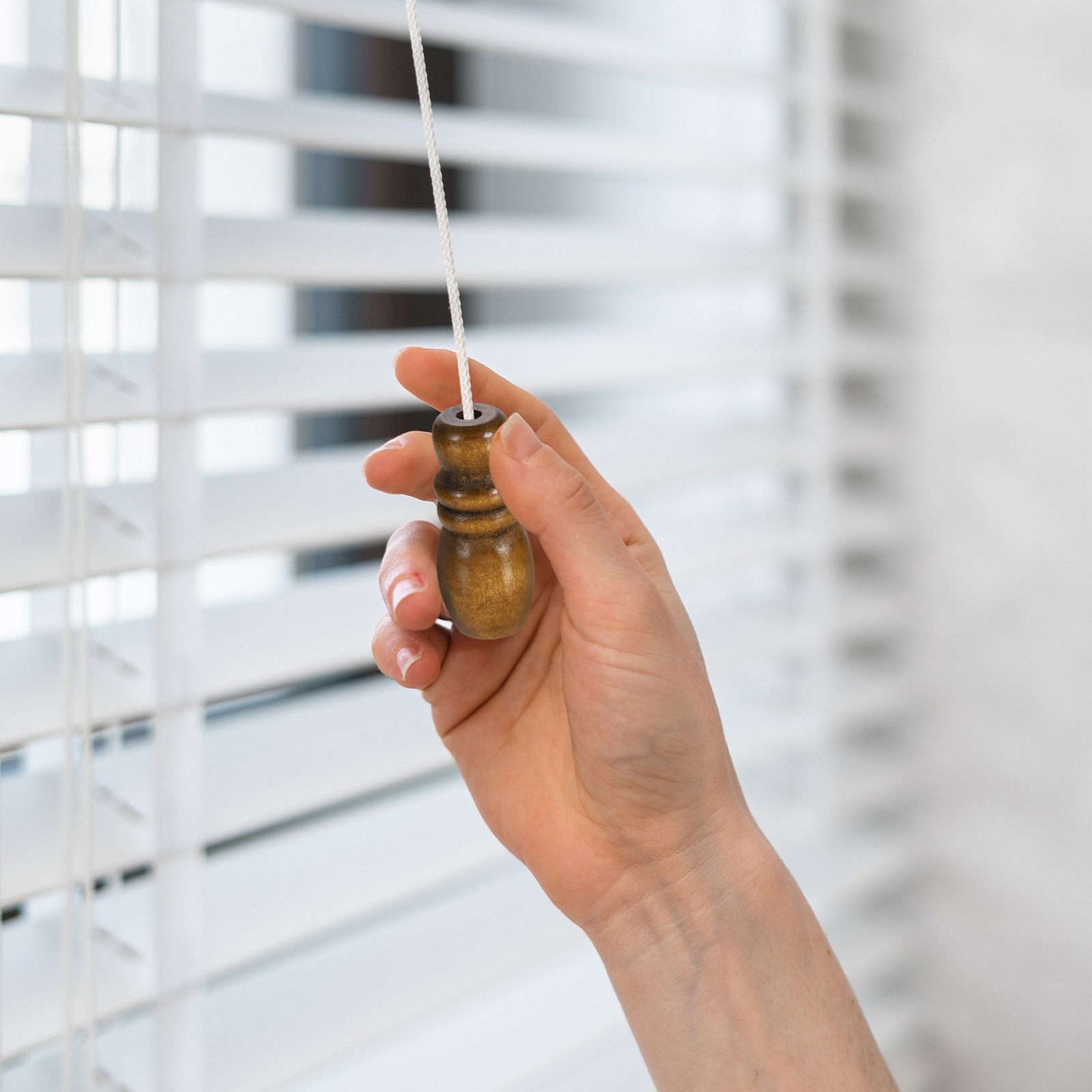 Cord Knobs, Brown Wooden Cord Tassel Drops Pull End for Window, 1.65x0.67" 12Pcs