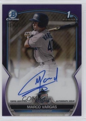 2023 Bowman Chrome Prospect Purple Refractor 57/250 Marco Vargas Auto 06l3