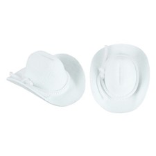 2 Pcs White Mini Cowboy Hats for Crafts Dolls Wedding, 8.5cm x 7.2cm x 4cm