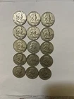1951-1963 Franklin Silver Half Dollars 90% Silver  15 Coin Lot 12 With Mint Mark