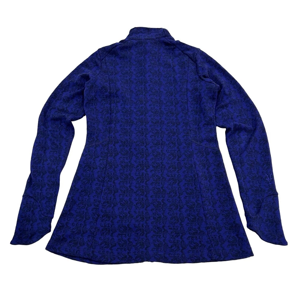 Ibex Jacket Coat Juliet Womens Size XS Blue Jacquard Merino Wool Knit Full Zip - Image 3 of 4