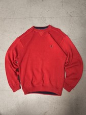Vintage 90s Tommy Hilfiger Heavyweight Knit Sweater Red Men's Large OG Crest 