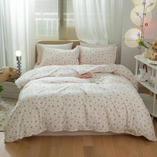 Floral Comforter Set Full 3 Pcs Vintage White Pink Flower Bed Comforter with 2 P