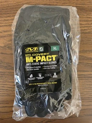 (FREE SHIPPING) - Mechanix Wear TAA Covert M-Pact Black Gloves, Size XL