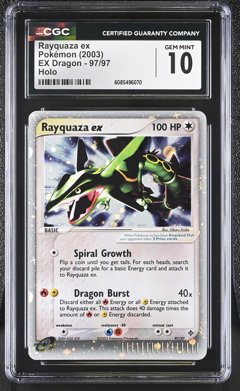 CGC 10 GEM MINT Rayquaza ex 2003 EX Dragon 97/97 Holo Pokemon Card
