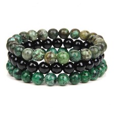 3Pcs 8mm Healing Gemstone Beaded Bracelet for Women Men Crystal Jewelry Set