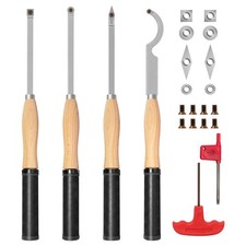 Full Size Carbide Tipped Wood Lathe Turning Tool Set with Rubber Handle