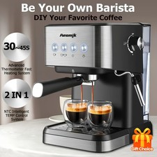AEOMJK 20Bar Espresso Machine Cappuccino,1.5L Tank ,Milk Frother Steam Wand UK