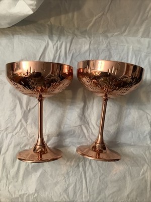 Absolut Elyx Martini Gin Copper Wheat Motif Coupe Goblet Set of 2 NEW