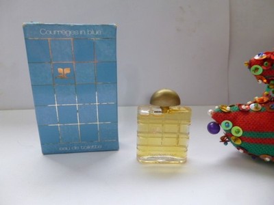 SELTENE & ALTE Miniatur IN BLUE von COURREGES voll + BOX Deckel GOLD