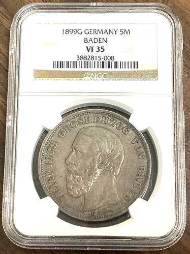 1899G Germany Baden 5 Mark NGC VF35