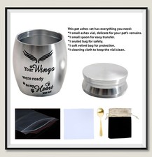Mini Pet Memorial Small Urns for Dog Cat Ashes Stainless Steel Silver 1.57 in