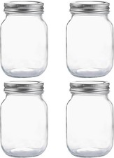 Clear Glass Jars with Silver Metal Lids for Sealing, Canning Jars for