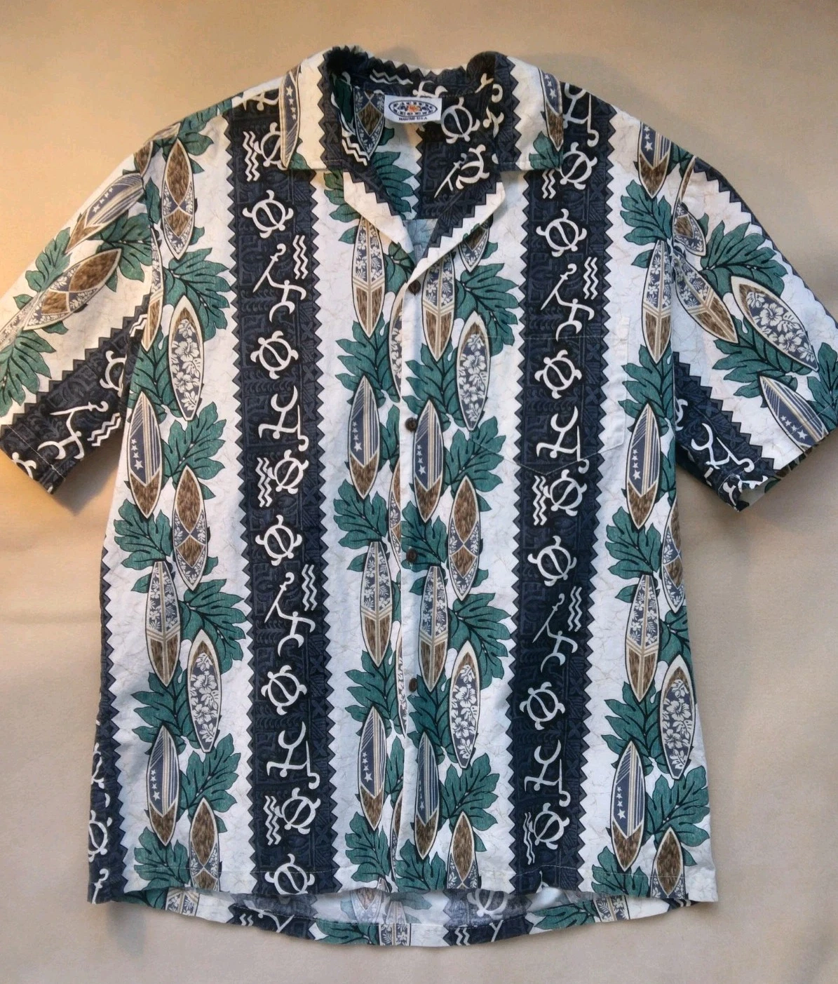 Mens Size XL Hawaiian Shirt All Cotton Made In Hawaii Pacific Legends Surfboards