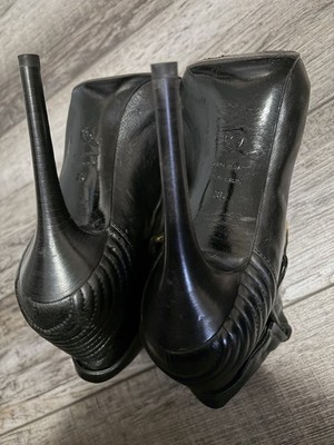 Vintage Alexander McQueen Women Skull Moto Peep Toe Zip Booties | eBay