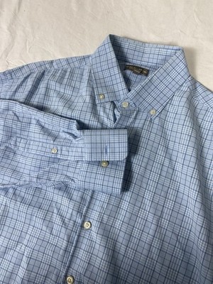 Peter Millar Men's XL Summer Comfort Shirt Blue Plaid Button Down Stretch