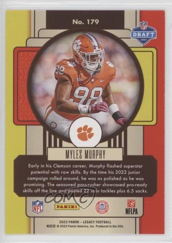2023 Panini Legacy Rookies Myles Murphy #179 00em - Picture 2 of 3