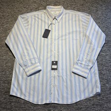 Turnbull & Asser Shirt Mens XXL White Blue Stripe Weekend Fit Long Sleeve Cotton