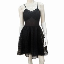 Rare 1950  s Petticoat Full Slip Black Nylon Gothic, 32 Bouffant