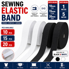 Premium Sewing Elastic Stretch Flat Black White Elastic 10 15 20 25mm 1/5m Roll