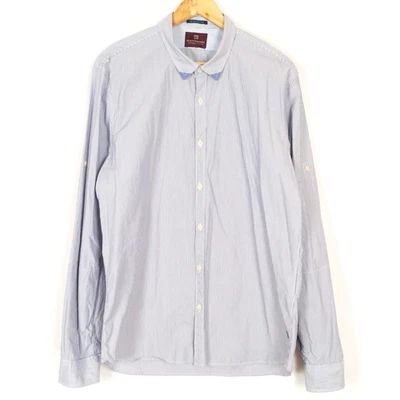 Chemise homme SCOTCH & SODA taille XL coupe régulière bleue rayée col écarté ... - Photo 1/4