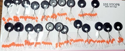 120 Large Hi Vis Orange RUBBER Bobber Stops 20 Rings of 6 Each