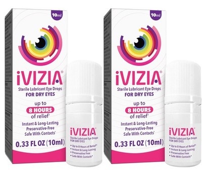 iVIZIA Sterile Lubricant Eye Drops (2 Pack, .66 Fl Oz) New (sealed), Exp. 12/27