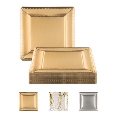 Elegantes platos cargadores de papel desechables cuadrados cuadrados de 13", vajilla de lujo - 120 piezas - Imagen 1 de 19