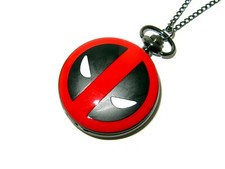 DEADPOOL LOGO POCKET WATCH NECKLACE RED AND BLACK THE AVENGERS GREAT QUALITY 