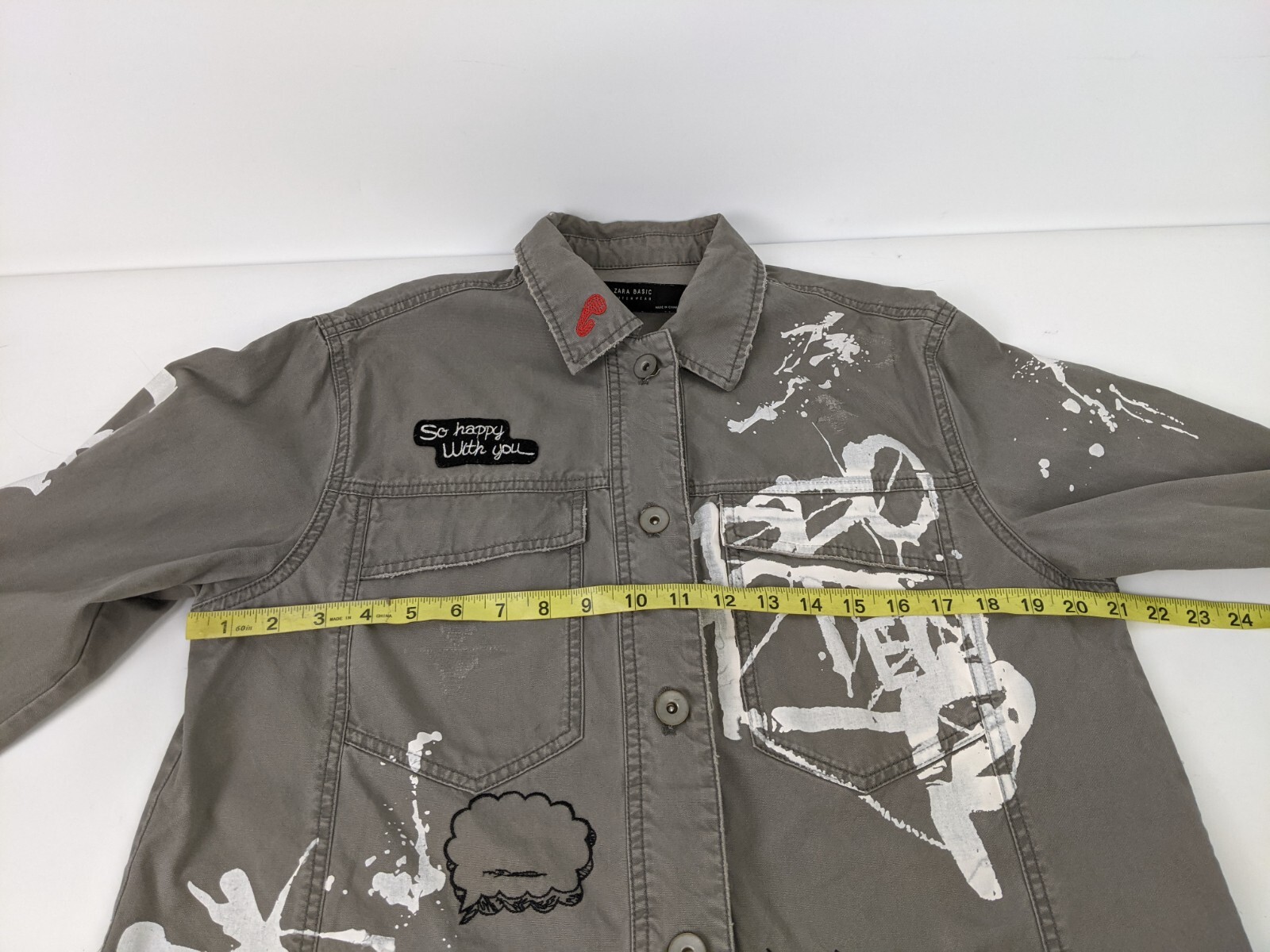 Zara Basic Outerwear Button Down Painted Patches … - image 7