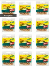 12 Packs Wolfcraft FLAT HEAD PLUGS 1/2" Birch 25pc Unfinished Project Repair 